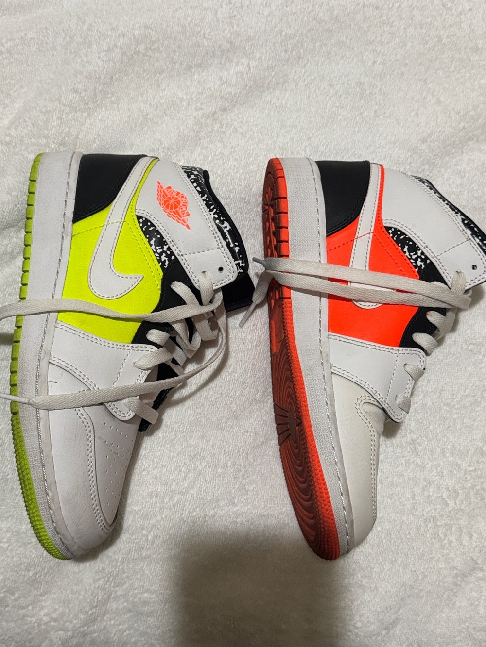 High-Top Sneakers in Neon Yellow & Neon Orange